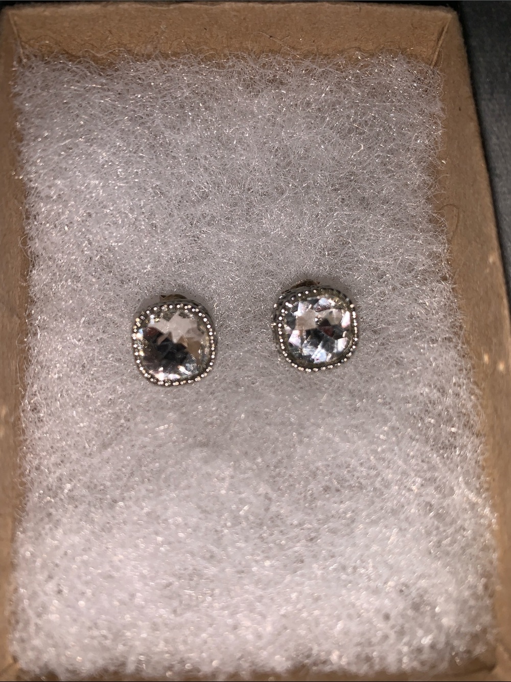 Crystal Halo Stud Earrings - Clear Silver Tone